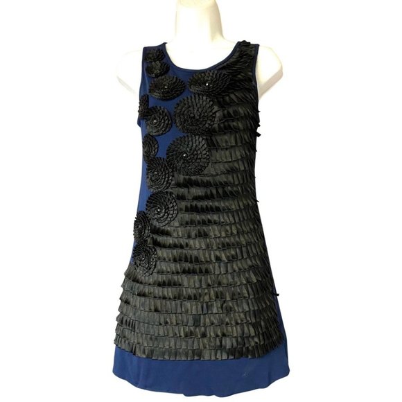 Roberta di Roma Blue/Black Soutache NightOut Dress - Picture 1 of 5